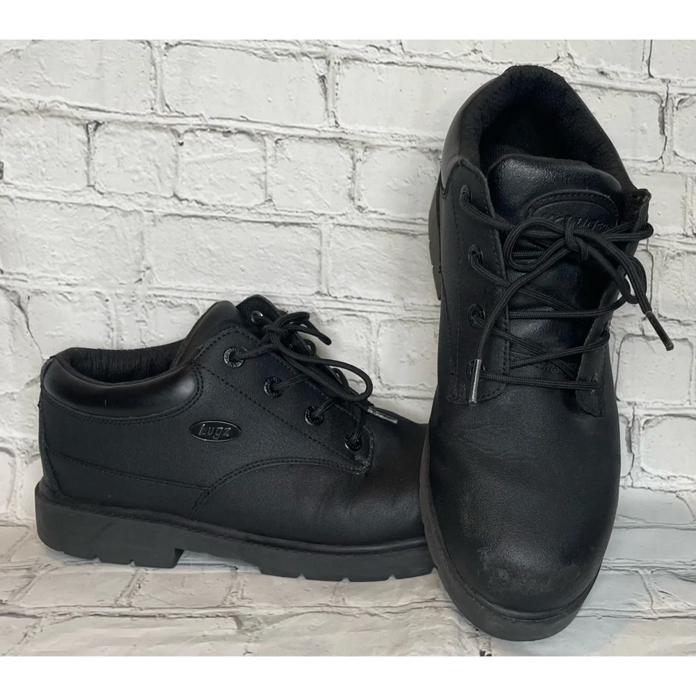Black Leather Lugz Low Work Boot
